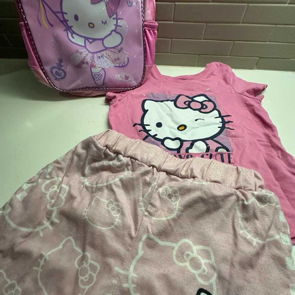 Hello Kitty Bundle. Small Backpack & Tee & Shorts Size S